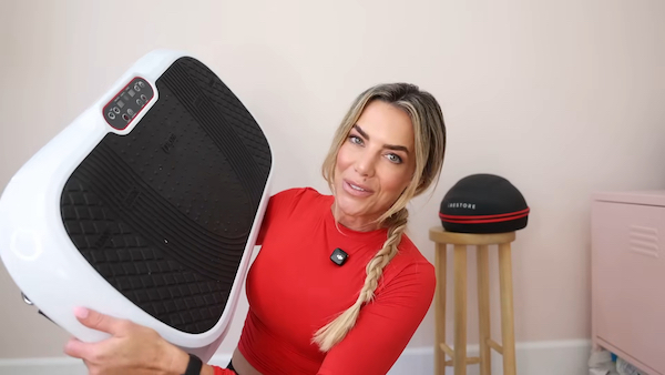Katie from Love Sweat Fitness uses a vibration plate