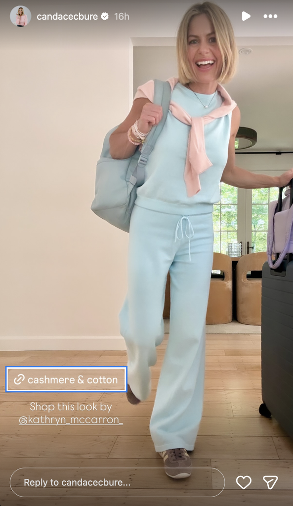 Candace Cameron Bure in a soft cotton and cashmere blend monocromatic set for the airport