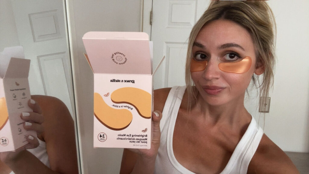 I use these Stella and Grace vitamin C eye patches in my morning routine