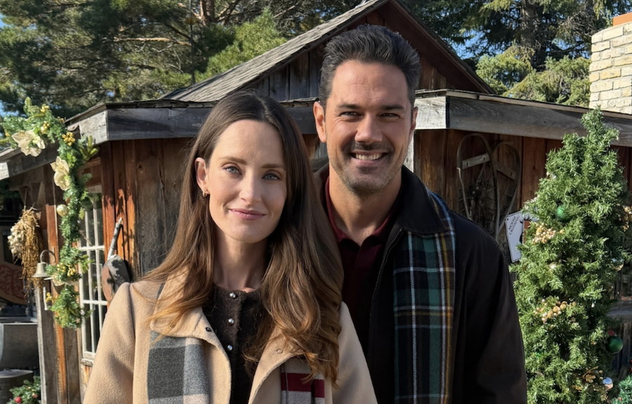 Merritt Patterson and Ryan Peavey in The Ornament Library Movie